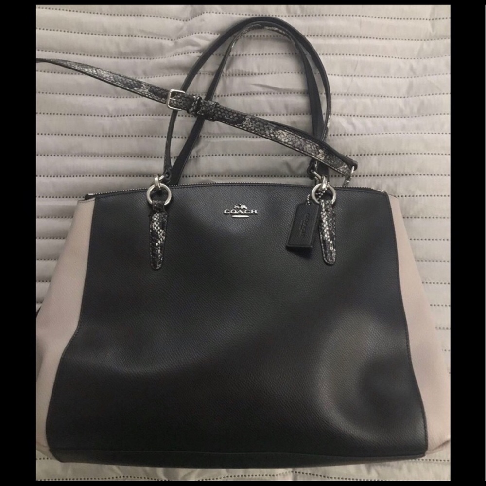 Coach purse python black and grey/taupe